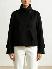 High Neck Solid Cropped Jacket