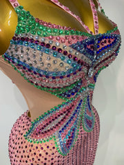 Crystal Embellished Bodycon Mini Dress