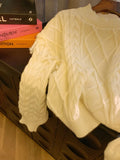 White Knitwear Jumper O-Neck Long Sleeve Knitted Pullover