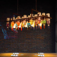 Decoration Wine Bottle Hanging Lights Lustre Color Glass Ceiling Chandelier