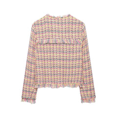 Tweed fringe cropped jacket back view