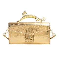 Embossed Croc Effect Animal Sculpture Top Handel Bag