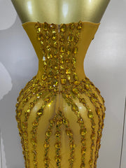 Sequin Strapless Embellished Maxi Dress