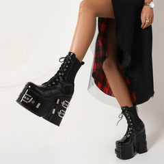 Belt buckle High Platform Heel Motor boots