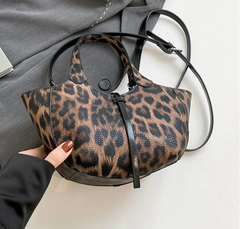 Faux Leather Short Handle Leopard Crossbody Bag