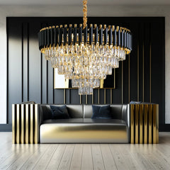 Crystal Chandeliers LED Pendant Ceiling Light Fixture for Living Room. Golden Atelier 3