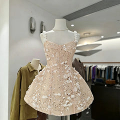 Floral Appliqué Sequin Mini Dress