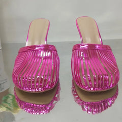 Metallic Stiletto Mule Heels