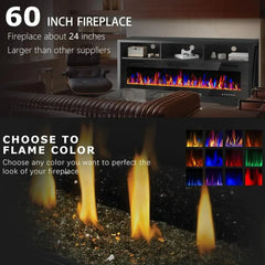  Fireplace TV stand for TVs up to 75 inches with 60-inch electric fireplace and open shelf storage, U.S. Origin.