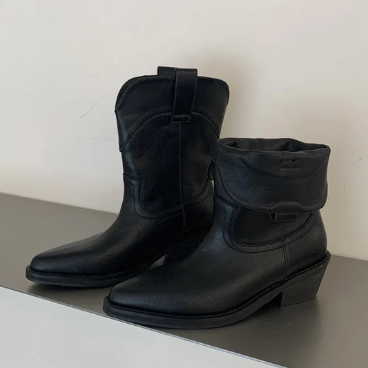 Black pointed toe ankle boots
