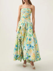 Strapless Sleeveless High Waist Temperament Long Dress