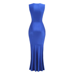 V-neck decorative diamond mermaid dress back detail