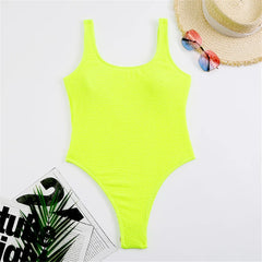 Ribbed High-Cut One-Piece Swimwear