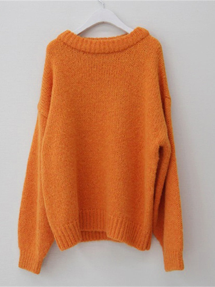 Women Sweater Overszie Long Sleeve Loose Knitted Outerwear