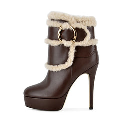 Platform Round Toe Stiletto Ankle Boots