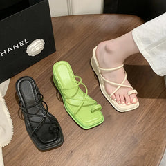 Wedge Platform Square Toe Sandals