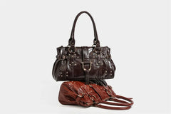 Structured Rivet Lock Shoulder Bag