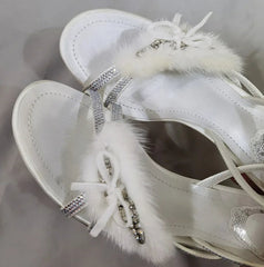 Faux Fur Bow Stiletto Heels