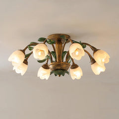 Garden Style Flower Glass Ceiling Lamp