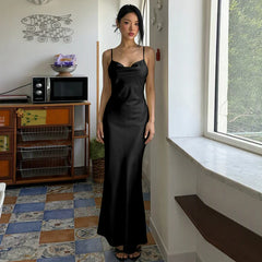 Satin Cowl Neck Maxi Dress