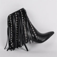 Mid Calf Fringe Stiletto Boots