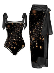 Floral Print Tie-Strap Bikini and Sarong Set
