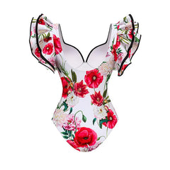 Ruffle sleeve detail on swimsuit