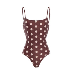 Polka dot one-piece swimsuit with straps