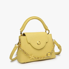 Yellow structured chain embellished bag