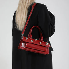 Riveted PU Leather Top Handle Bag