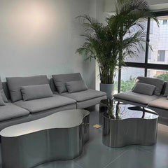 Wavy Asymmetrical Mirrored Metal Coffee Table