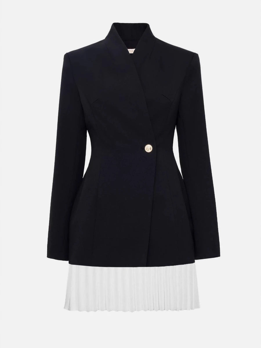 Blazer Mini Dress with Pleated Skirt | Black Gold Office Chic Golden Atelier Blazer Mini Dress with Pleated Skirt | Black Gold Office Chic Golden Atelier