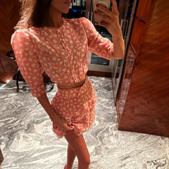 Floral print cropped top and ruffled skirt set