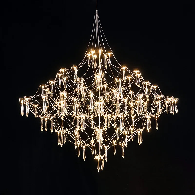 Stainless Steel Crystal Chandelier Firefly Ceiling Hanging Lamp 