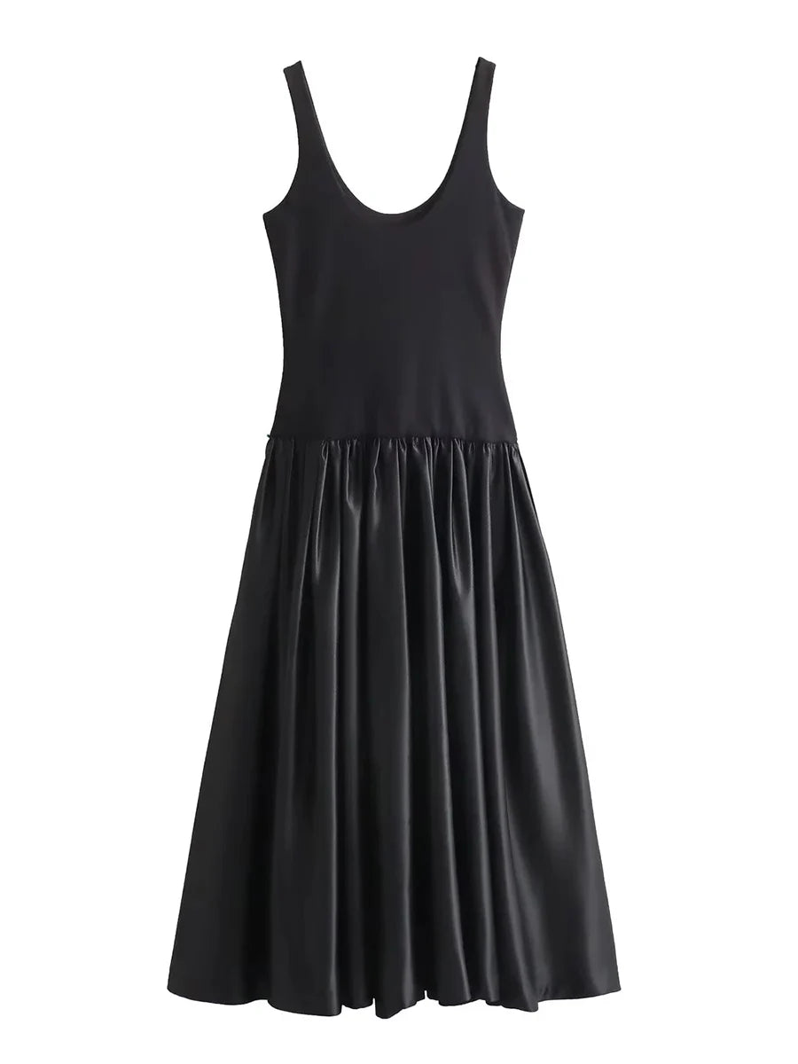 Black sleeveless dress on a white background