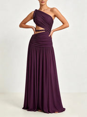One Shoulder Braided Cutout Maxi Dress