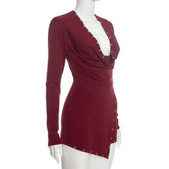 Cowl Neck Rivet Detail Romper