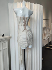 Strapless Corset Draped Wasit Mini Dress