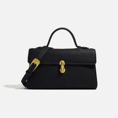 Flap Lock Leather Shoulder Bag
