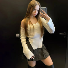 Asymmetrical Knit Off-Shoulder Top