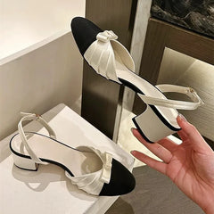 Bow Slingback Mid Heel Pumps