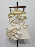 Satin Strapless 3D Flower Bodycon Mini Dress