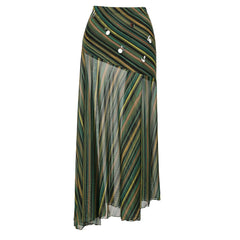 Deep V-Neck Plunging One-Piece and Asymmetrical Maxi Skirt Set