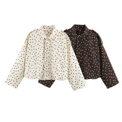 Polka Dot Turn Down Collar Jacket