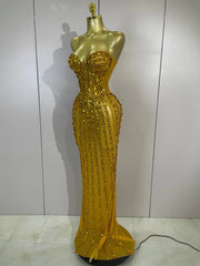 Sequin Strapless Embellished Maxi Dress