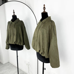 Faux Suede Cropped Bomber Jacket