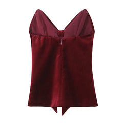 Bow Folds Back Zipper Strapless Top