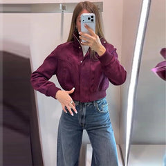 Stand Collar Ribbed Bomber Jacket