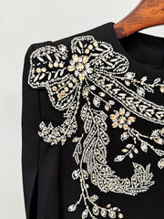 Slit Sleeve Beaded O-Neck Maxi Dress