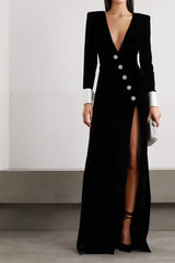 Black dress with silver buttons and cuffs 